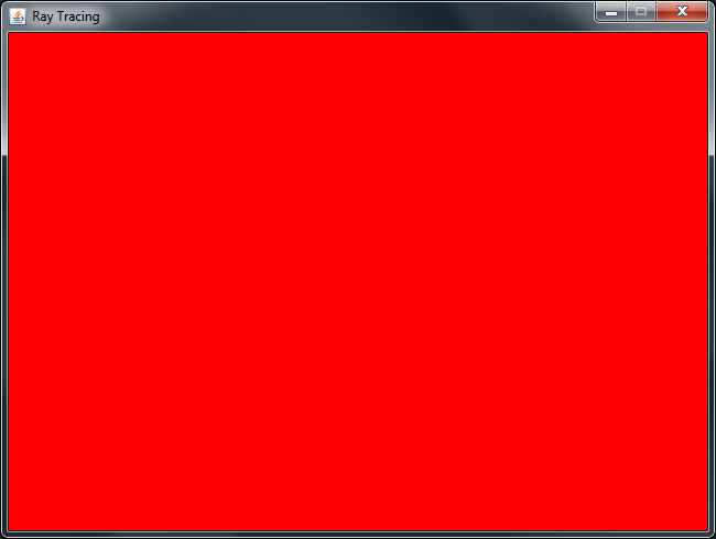 First incorrect image of ray tracer showing only solid red