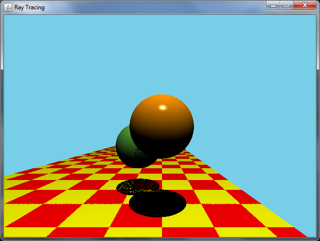 Ray tracer with checkerboard pattern, and Phong shading turned on. Shadow noise is still present