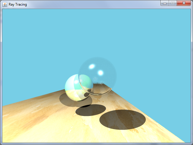 Ray tracer with transparent sphere, the sphere is lighter but still suffers from noise